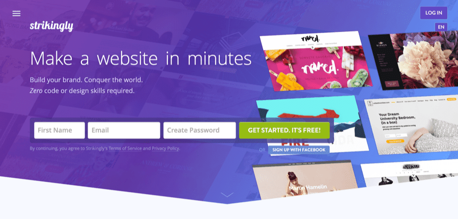 Strikingly homepage Strikingly homepage